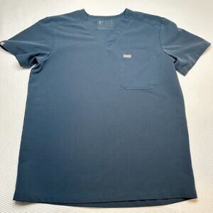 Figs Technical Collection Shirt Scrub Top V Neck Blue gray small